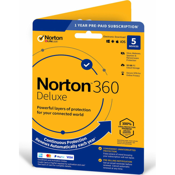 Norton 360 without Subscription (5 Devices - 1 Year) Deluxe incl. 50GB Ηλεκτρονική Άδεια