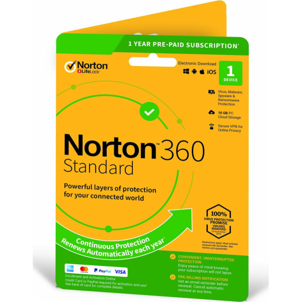 Norton 360 with subscription (1 Device - 1 Year) Standard incl. 10GB Ηλεκτρονική Άδεια