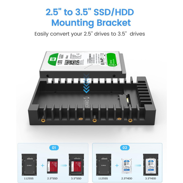 Alternative view of ORICO tray 3.5" για 2.5" HDD/SSD 1125SS-V1, 6Gbps, μαύρο