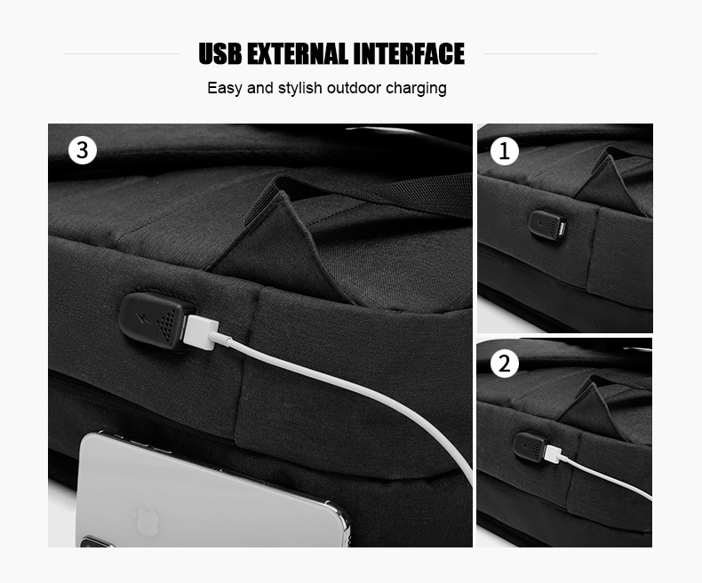 ARCTIC HUNTER τσάντα πλάτης 1701L με θήκη laptop 15.6", USB, 17L, μαύρη - Image 7