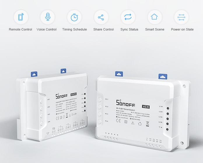 SONOFF Smart Διακόπτης 4CH PRO R3, 4 θέσεων, 40A, RF control, λευκός - Image 7