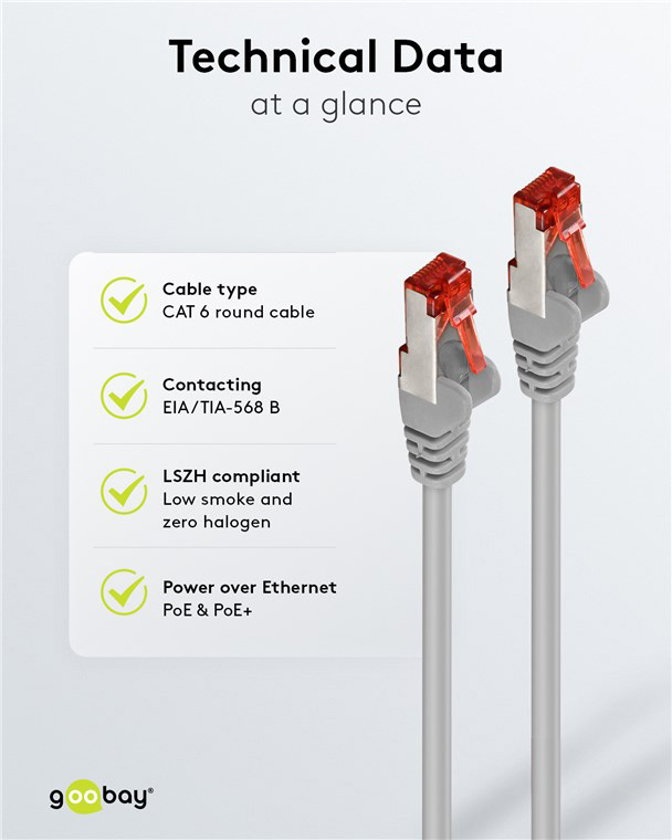 GOOBAY καλώδιο δικτύου 50889, CAT 6 S/FTP, copper, 250MHz, 5m, γκρι - Image 5
