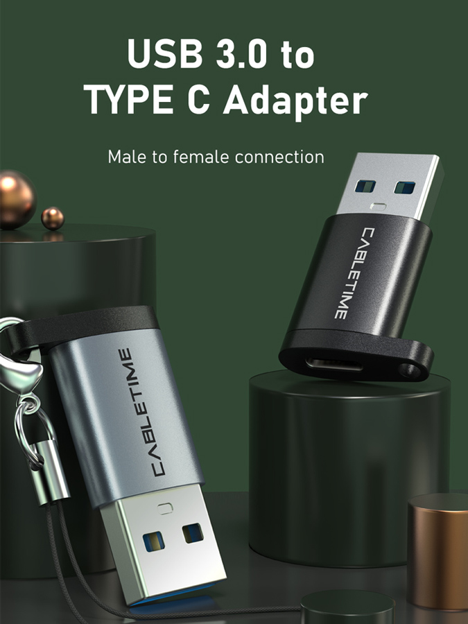 CABLETIME αντάπτορας USB-C σε USB CT-AMCF, 2.1A, 5Gbps, μαύρος - Image 2
