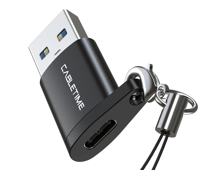 CABLETIME αντάπτορας USB-C σε USB CT-AMCF, 2.1A, 5Gbps, μαύρος