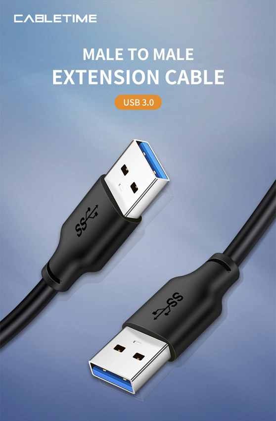 CABLETIME καλώδιο USB CT-AMAMN, 5 Gbps, 2m, μαύρο - Image 3