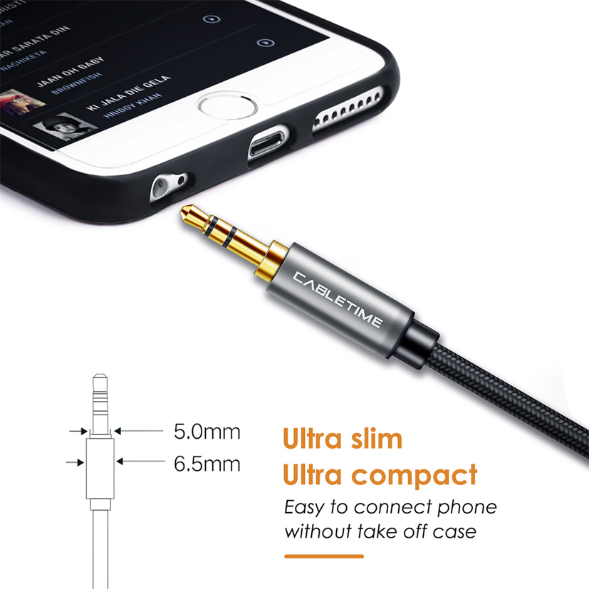 CABLETIME καλώδιο ήχου 3.5mm CT-P11GN, AUX, 1.8m, μαύρο - Image 4