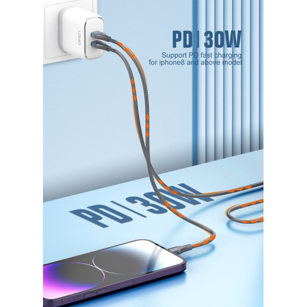 Alternative view of LDNIO καλώδιο Lightning σε USB-C LC631I, 30W PD, 1m, πράσινο