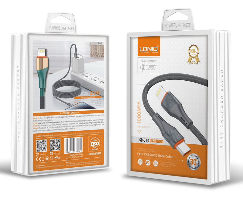 LDNIO καλώδιο Lightning σε USB-C LC631I, 30W PD, 1m, πράσινο - Image 4