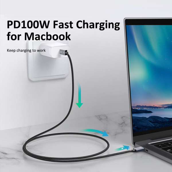 Alternative view of CABLETIME καλώδιο USB-C σε USB-C CT-C160-U31-TB3, 100W, 40Gbps, 4K/60Hz, 0.5m, μαύρο