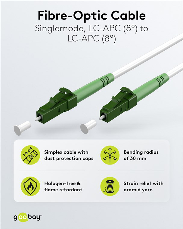 GOOBAY καλώδιο οπτικής ίνας LC-APC 59583, Singlemode OS2, 0.5m, λευκό - Image 2