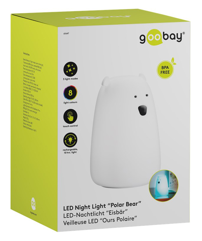 GOOBAY LED φωτιστικό νυκτός πολική αρκούδα 61647, RGB, επαναφορτιζόμενο, λευκό - Image 7