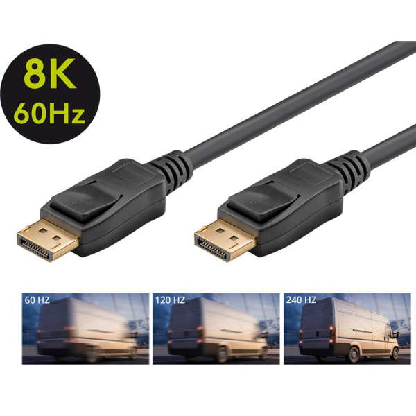 Alternative view of GOOBAY καλώδιο DisplayPort 64797, 8K/60Hz, 32.4 Gbps, 1m, μαύρο
