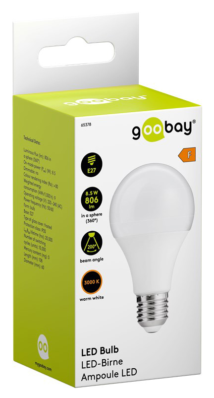 GOOBAY LED λάμπα bulb 65378, E27, 8.5W, 3000K, 806lm - Image 3