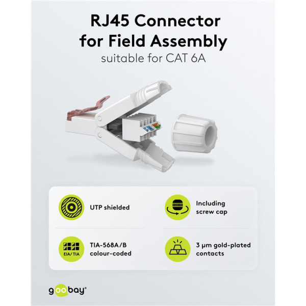 Alternative view of GOOBAY βύσμα RJ45 65942, CAT 6 UTP, tool-free, λευκό