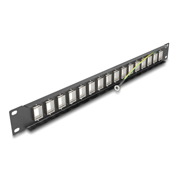 Alternative view of DELOCK Keystone patch panel 66758, 19"/1U, 16x ports, μαύρο