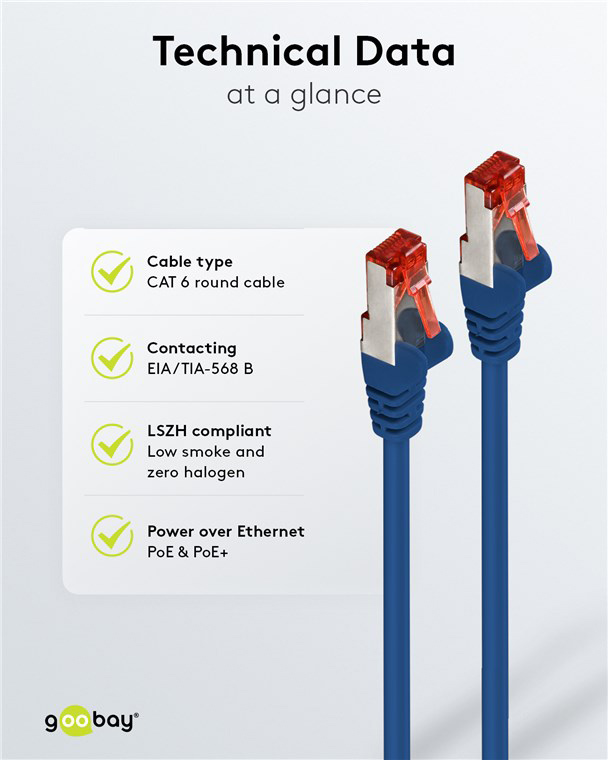 GOOBAY καλώδιο δικτύου 68268, CAT 6 S/FTP, copper, 250MHz, 2m, μπλε - Image 6