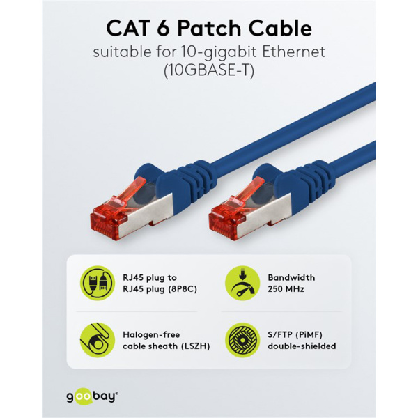 Alternative view of GOOBAY καλώδιο δικτύου 68271, CAT 6 S/FTP, copper, 250MHz, 7.5m, μπλε