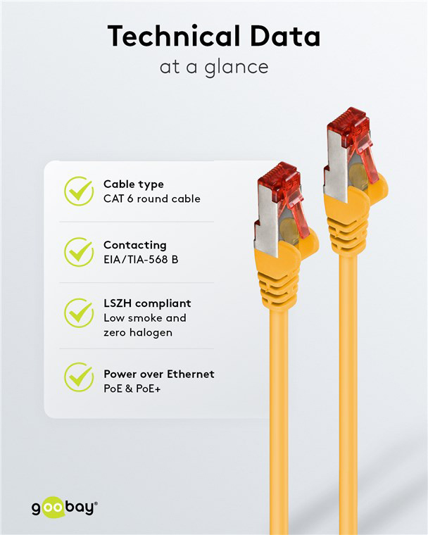 GOOBAY καλώδιο δικτύου 68299, CAT 6 S/FTP, copper, 250MHz, 0.50m, κίτρινο - Image 6