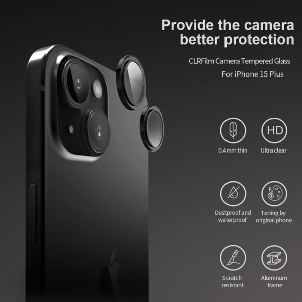 Alternative view of NILLKIN tempered glass CLRFilm κάμερας για iPhone 15/15 Plus