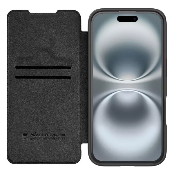 Alternative view of NILLKIN θήκη Qin Prop Leather για iPhone 16, δερμάτινη, μαύρη