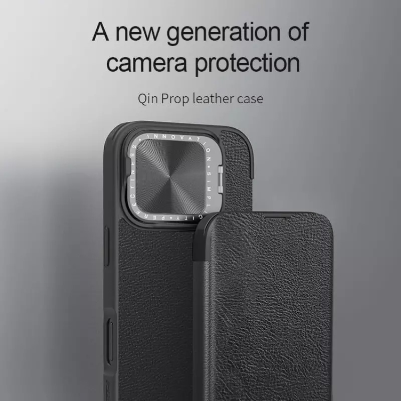NILLKIN θήκη Qin Prop Leather για iPhone 16 Pro, δερμάτινη, μαύρη - Image 4