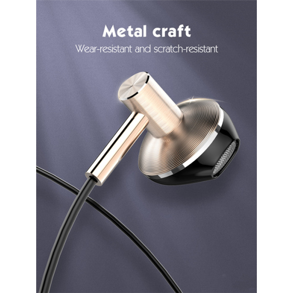 Alternative view of LDNIO earphones με μικρόφωνο HP09, 3.5mm σύνδεση, Φ13mm, 1.2m, ροζ χρυσό