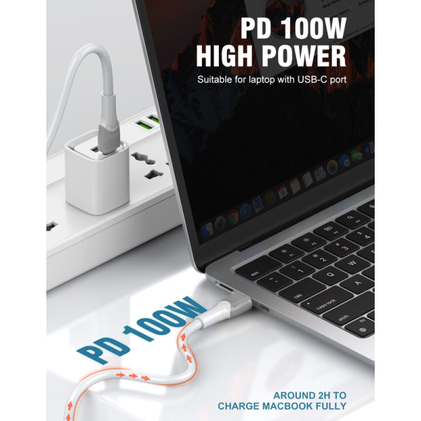 Alternative view of LDNIO καλώδιο USB-C σε USB-C LC601C, 100W PD, 1m, γκρι