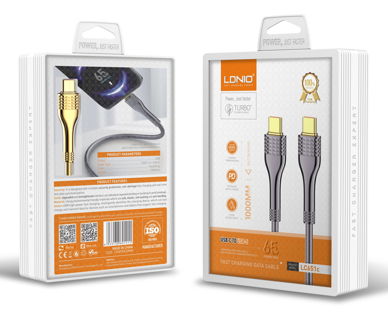LDNIO καλώδιο USB-C σε USB-C LC651C, 65W, 1m, χρυσό - Image 6