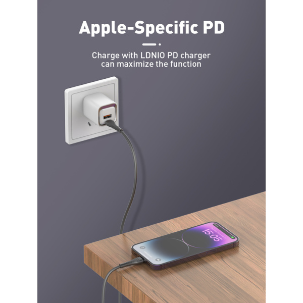 Alternative view of LDNIO καλώδιο Lightning σε USB-C LC672I, 30W PD, 2m, μπλε