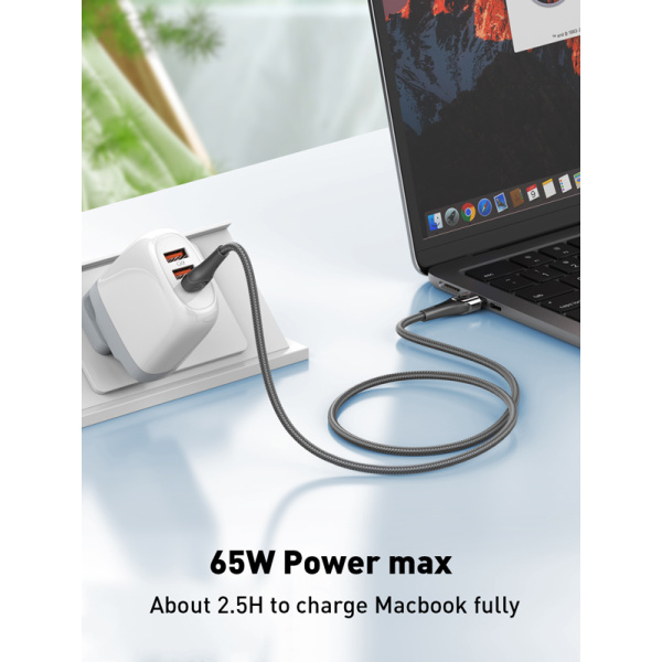 Alternative view of LDNIO καλώδιο USB-C σε USB-C LC861C, 65W PD, 1m, γκρι