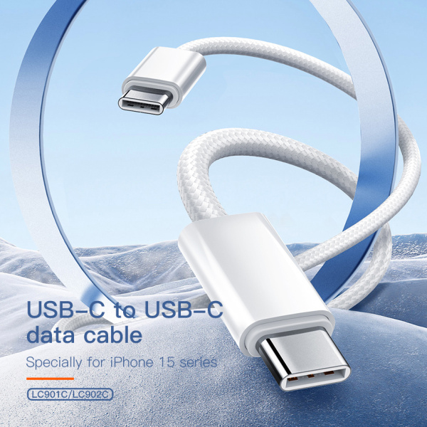 Alternative view of LDNIO καλώδιο USB-C LC901C, 65W PD, 480Mbps, 1m, λευκό