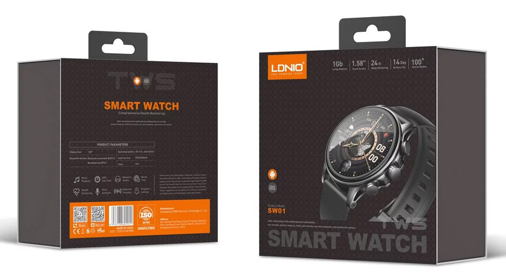 LDNIO smartwatch SW01, heart rate, 1.58" AMOLED, lP68, μαύρο - Image 6