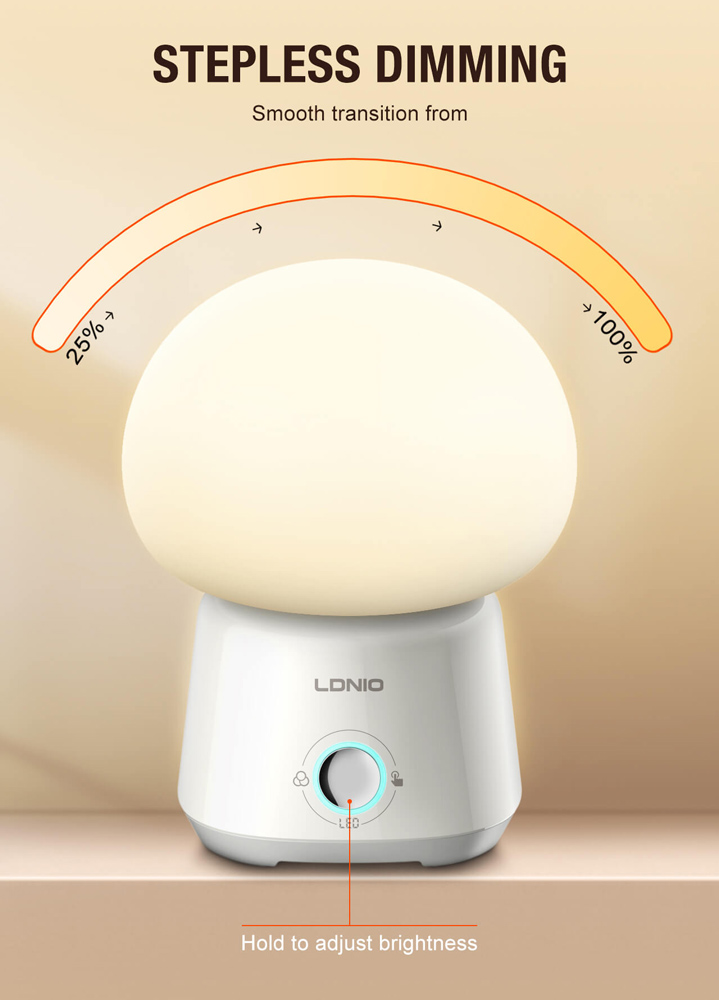 LDNIO LED φωτιστικό νυκτός Y4, RGB, ρυθμιζόμενο, επαναφορτιζόμενο, λευκό - Image 3