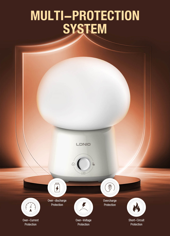 LDNIO LED φωτιστικό νυκτός Y4, RGB, ρυθμιζόμενο, επαναφορτιζόμενο, λευκό - Image 5