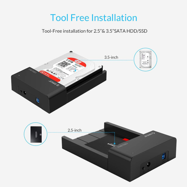 Alternative view of ORICO docking station για 2.5" ή 3.5" SATA HDD/SSD 6518US3-V2, 5Gbps, μαύρο