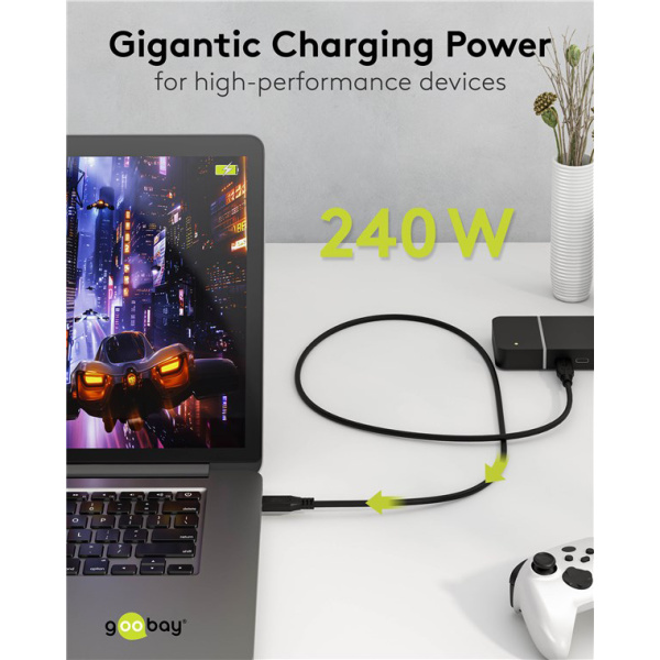 Alternative view of GOOBAY καλώδιο USB-C 74185, USB4, 240W, 40Gbps, 8K/60Hz, 1.8m, μαύρο