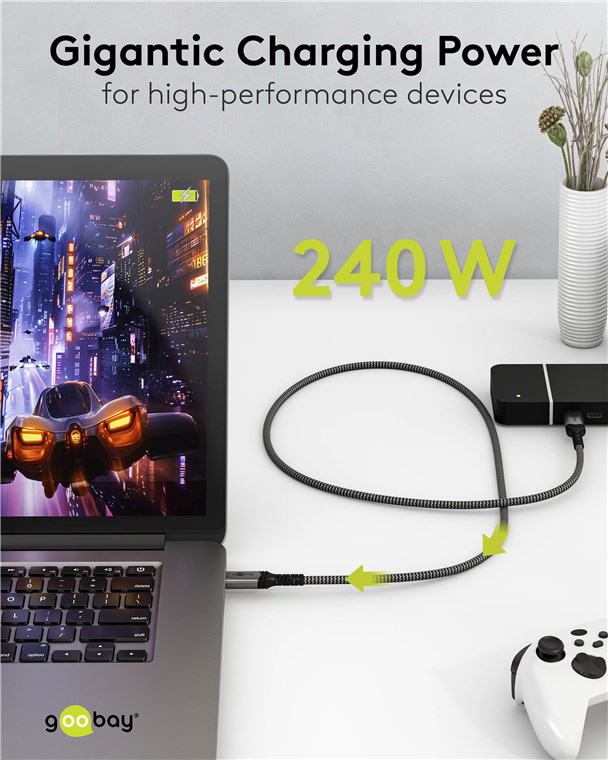 GOOBAY καλώδιο USB-C 74210, USB4, 240W, 40Gbps, 8K/60Hz, 0.50m, γκρι - Image 2