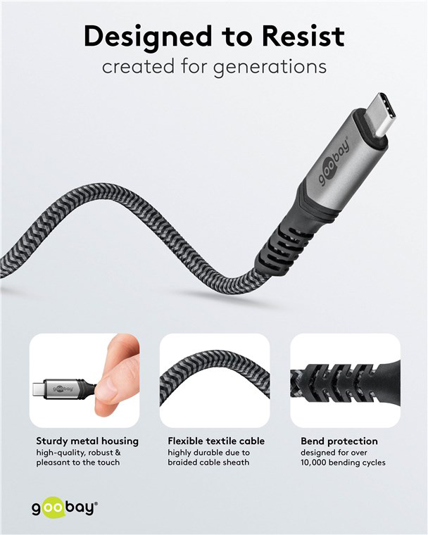 GOOBAY καλώδιο USB-C 74210, USB4, 240W, 40Gbps, 8K/60Hz, 0.50m, γκρι - Image 6