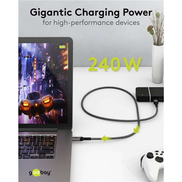 Alternative view of GOOBAY καλώδιο USB-C 74212, USB4, 240W, 40Gbps, 8K/60Hz, 1.5m, γκρι