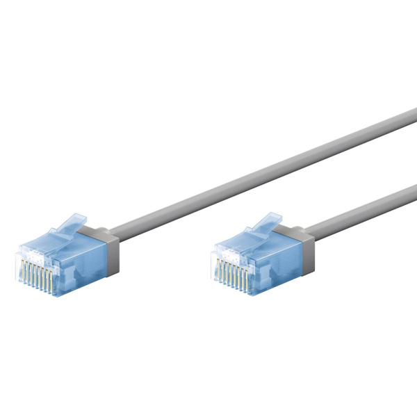 GOOBAY καλώδιο δικτύου 74228, CAT 6A U/UTP, ultra slim, copper, 500MHz, 15m, γκρι