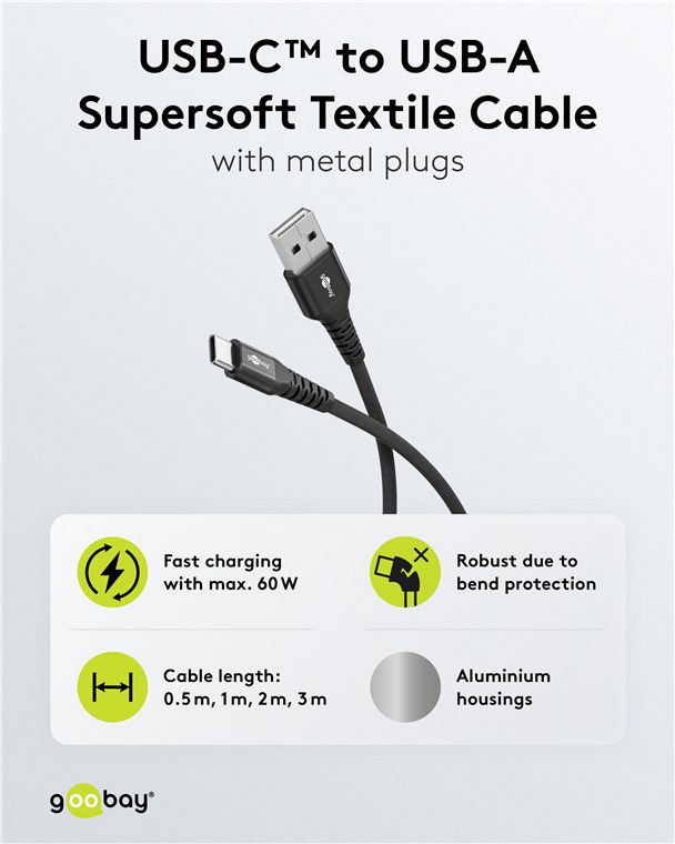 GOOBAY καλώδιο USB-C σε USB 74528, 60W, 480Mbps, 3m, μαύρο - Image 4
