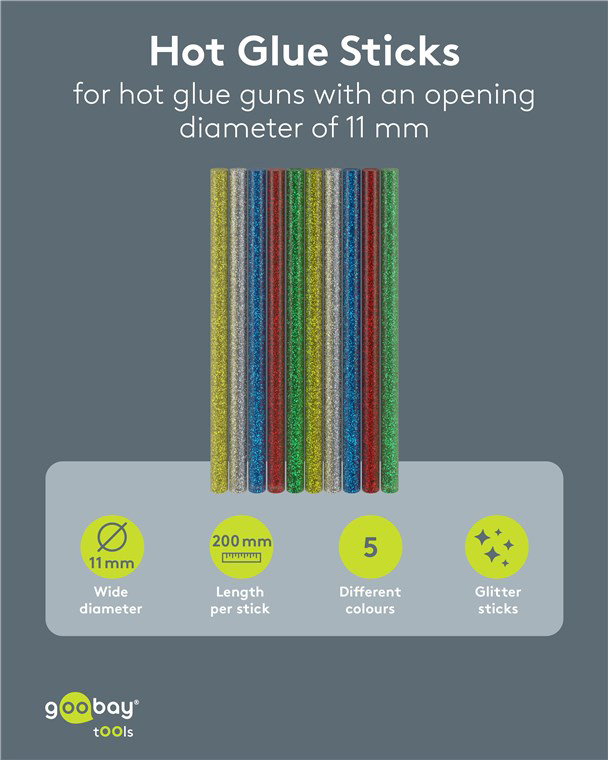 GOOBAY ράβδοι σιλικόνης 77855, Φ11mm x 200mm, glitter διάφορα χρώματα, 10τμχ - Image 2