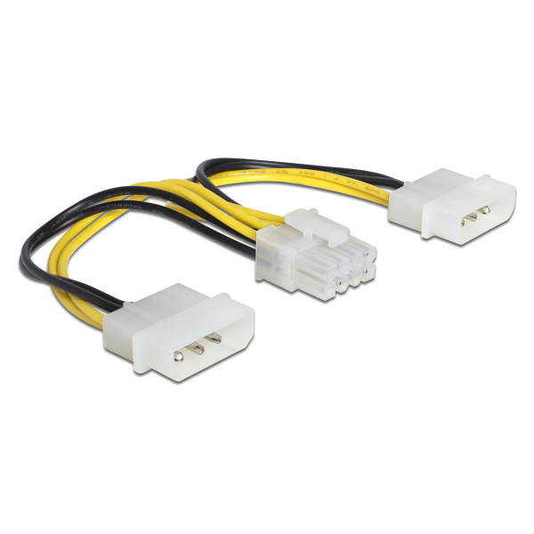 DELOCK καλώδιο 2x 4pin molex σε 8pin EPS 83410, 0.15m