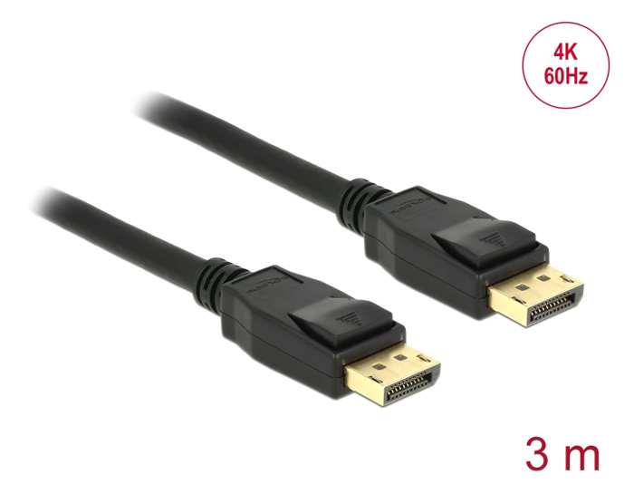 DELOCK καλώδιο DisplayPort 1.2 83807, 4K/60Hz, 21.6 Gbps, 3m, μαύρο - Image 3