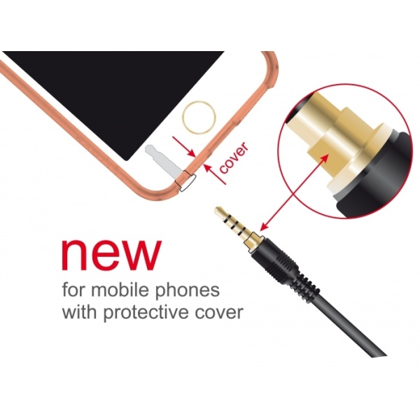 Alternative view of DELOCK καλώδιο Jack stereo σε Jack stereo 4pin 3.5mm, 90°, μαύρο, 0.5m