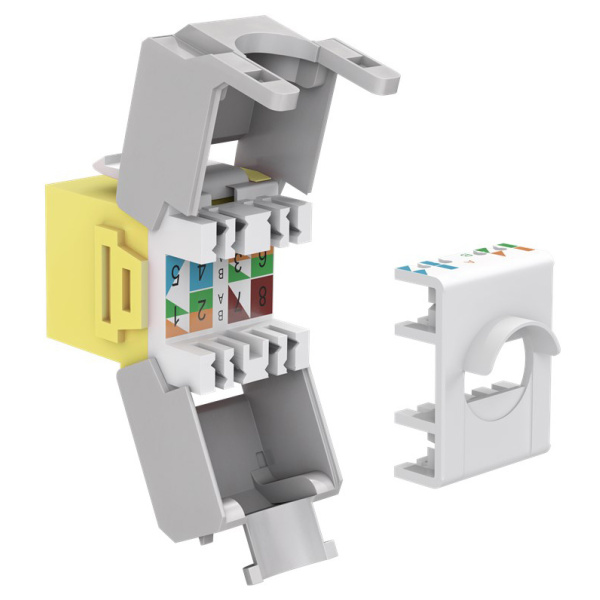 Alternative view of GOOBAY Keystone module RJ45 CAT 6A 90691, UTP, κίτρινο