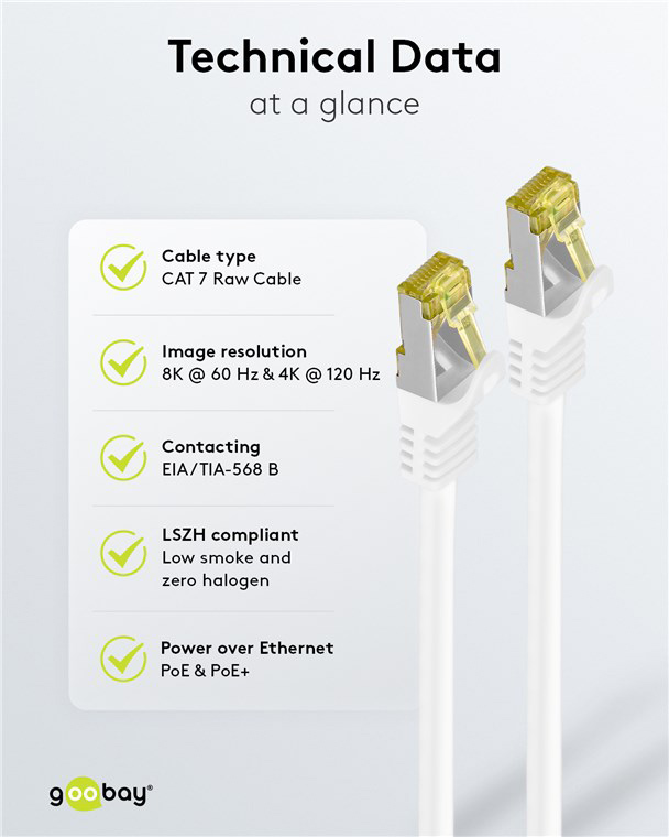 GOOBAY καλώδιο δικτύου 91093, CAT 7 S/FTP, copper, 500MHz, 2m, λευκό - Image 6