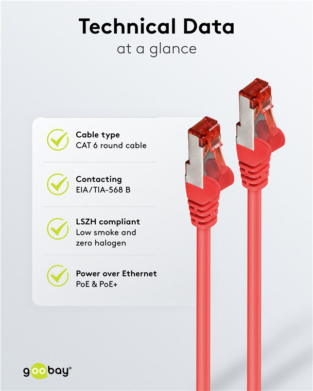 GOOBAY καλώδιο δικτύου 93214, CAT 6 S/FTP, copper, 250MHz, 0.25m, κόκκινο - Image 6