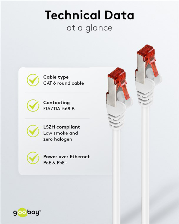 GOOBAY καλώδιο δικτύου 93217, CAT 6 S/FTP, copper, 250MHz, 0.25m, λευκό - Image 5