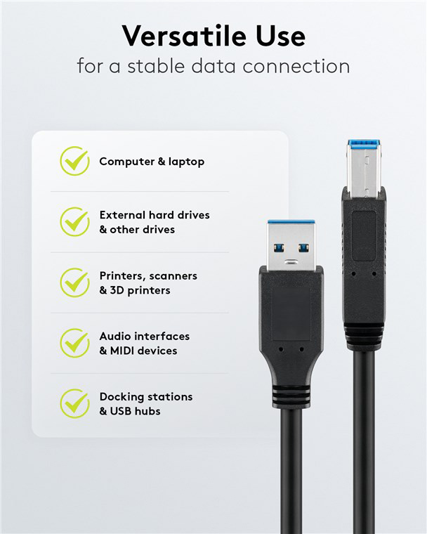 GOOBAY καλώδιο USB 3.0 σε USB Type B 95722, 0.5m, 5Gbps, μαύρο - Image 3